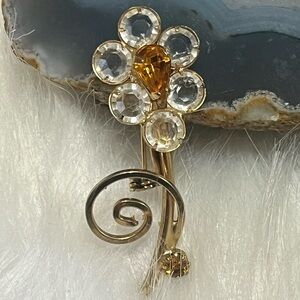 Vintage Crystal Flower Brooch